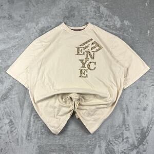 Enyce 3D Lettering Logo Beige Y2k Style Graphic T-shirt Size 2XL